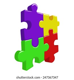 Color 3D puzzle pieces vector illustration