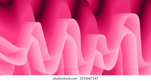 Color 3d texture waves curve backround. Abstract vector pattern with copy space. Liquid wave texture, smooth drapery wallpaper. Wavy design for banner, card, postcard, backdrop.