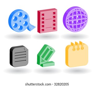 Color 3d web icons. Vector illustration
