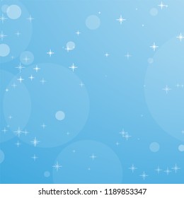 Color abstract background of blue sky with bokeh and stars. Simple flat vector illustration