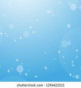 Color abstract background of blue sky with bokeh and stars. Simple flat vector illustration