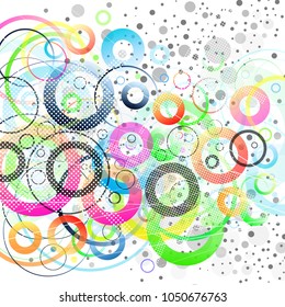 Color abstract background with circles