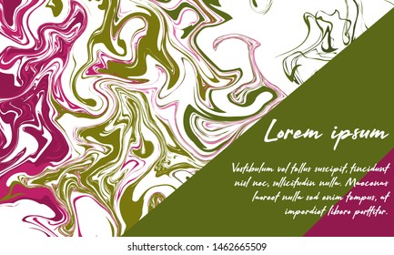 Color abstract background design with marble weaves and text. Eps10 vector illustration. 