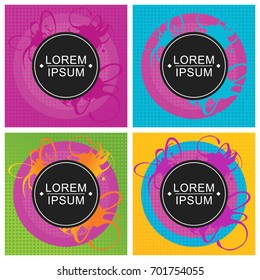 Color abstract banners with minimal design. Flat cartoon abstract geometric template. Objects isolated on background.