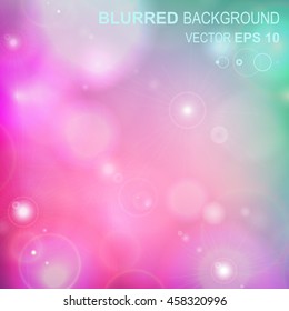 Color Abstract Blurred backgrounds with defocused lights. Colorful bokeh light background. Vector illustration
