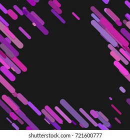 Color abstract chaotic rounded diagonal stripe pattern background - vector graphic design from stripes in purple tones on black background