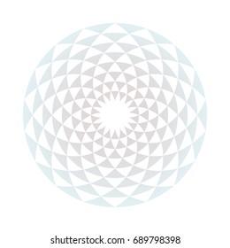 Color abstract circle design element with triangle pattern. Gradient circle background. Digital flower emblem. Vector illustration.
