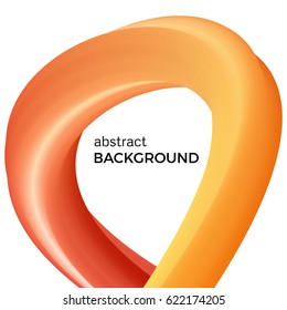 Color abstract composition of the orange watercolor waves. Vector abstract colorful background with bent dynamic form.
