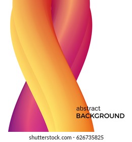 Color abstract composition of the yellow and red watercolor waves. Vector abstract colorful background with bent dynamic form.