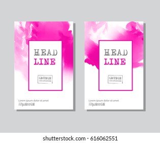 Color abstract design set. Ink paint on brochure, Colour element isolated on white. Grunge banner paints. Simple composition. Liquid ink. Background for banner, card, poster, identity,web design.