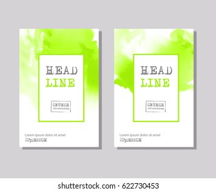 Color abstract design set. Ink paint on brochure, Colour element isolated on white. Grunge banner paints. Simple composition. Liquid ink. Background for banner, card, poster, identity,web design.