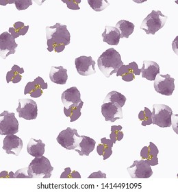 Color, abstract, diverse seamless pattern with colorful watercolor and gold glitter shapes made in vector