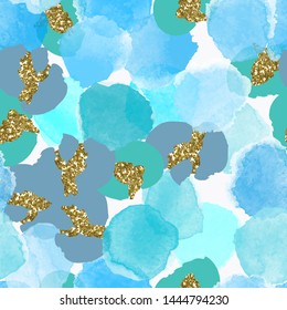 Color, abstract, diverse seamless pattern with colorful watercolor stains made in vector