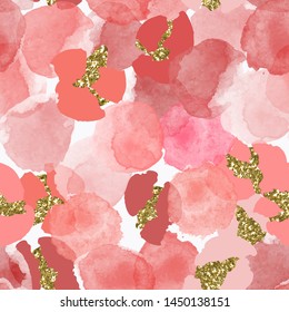 Color, abstract, diverse seamless pattern with colorful watercolor stains