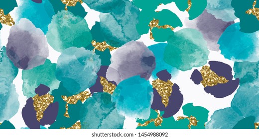Color, abstract, diverse seamless pattern with colorful watercolor stains