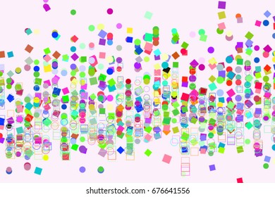 Color abstract ellipse & square box pattern generative art background. Vector illustration graphic.