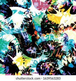 color abstract ethnic pattern in graffiti style with elements of urban modern style