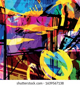 color abstract ethnic pattern in graffiti style with elements of urban modern style
