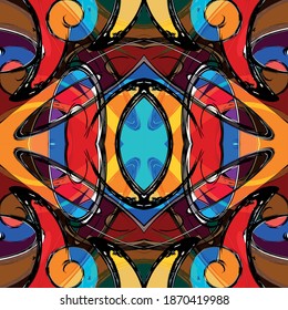 color abstract ethnic pattern in graffiti style with elements of urban modern style bright quality illustration for your design