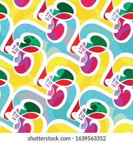 color abstract ethnic seamless pattern in graffiti style with elements of urban modern style