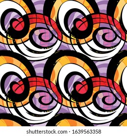 color abstract ethnic seamless pattern in graffiti style with elements of urban modern style