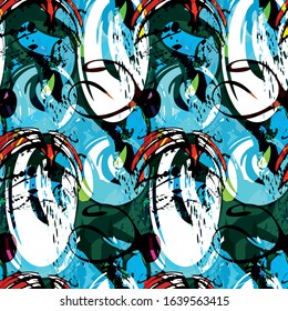 color abstract ethnic seamless pattern in graffiti style with elements of urban modern style