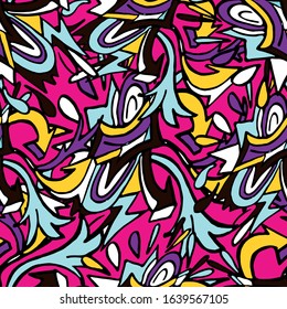 color abstract ethnic seamless pattern in graffiti style with elements of urban modern style