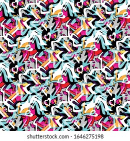 color abstract ethnic seamless pattern in graffiti style with elements of urban modern style bright quality illustration for your design