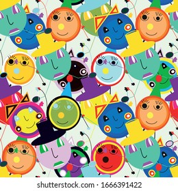 color abstract ethnic seamless pattern in graffiti style with elements of urban modern style bright quality illustration for your design