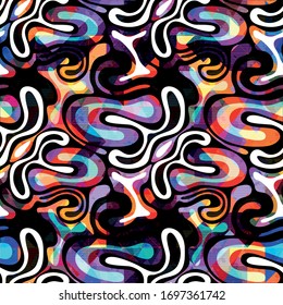 color abstract ethnic seamless pattern in graffiti style with elements of urban modern style bright quality illustration for your design