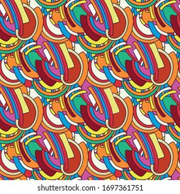 color abstract ethnic seamless pattern in graffiti style with elements of urban modern style bright quality illustration for your design