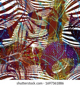 color abstract ethnic seamless pattern in graffiti style with elements of urban modern style bright quality illustration for your design