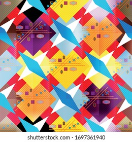 color abstract ethnic seamless pattern in graffiti style with elements of urban modern style bright quality illustration for your design