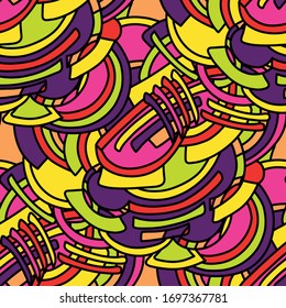 color abstract ethnic seamless pattern in graffiti style with elements of urban modern style bright quality illustration for your design