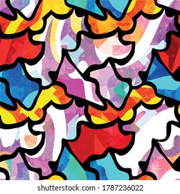 color abstract ethnic seamless pattern in graffiti style with elements of urban modern style bright quality illustration for your design