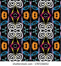 color abstract ethnic seamless pattern in graffiti style with elements of urban modern style bright quality illustration for your design