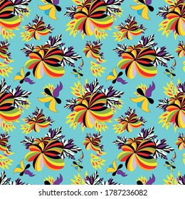 color abstract ethnic seamless pattern in graffiti style with elements of urban modern style bright quality illustration for your design