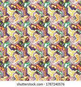color abstract ethnic seamless pattern in graffiti style with elements of urban modern style bright quality illustration for your design