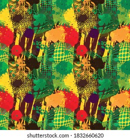 color abstract ethnic seamless pattern in graffiti style with elements of urban modern style bright quality illustration for your design
