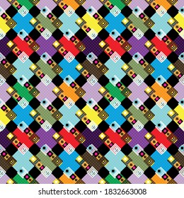 color abstract ethnic seamless pattern in graffiti style with elements of urban modern style bright quality illustration for your design