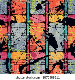 patrón colorido abstracto étnico sin fisuras en estilo graffiti con elementos de estilo urbano moderno ilustración de calidad brillante para su diseño