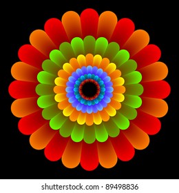 color abstract flower on black