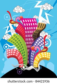 color abstract funny city vector