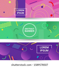 Color Abstract geometric background. promotion web banner for social media or website. Modern geometric style design.