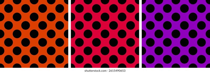 Color abstract geometric dot seamless pattern set.  Vector trendy background for poster, festival, music and textile