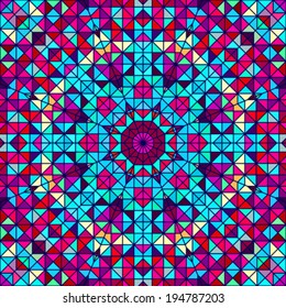 Color Abstract Geometric Retro Pattern. Stained-glass Window