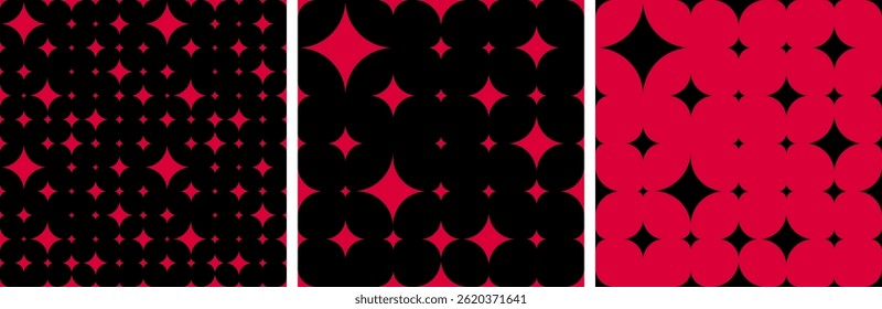 Color abstract geometric seamless pattern set.  Vector trendy background for poster, festival, music and textile