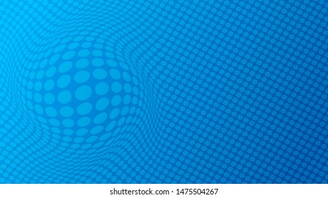 Color abstract gradient with dots. Vector dotted background with sphere 3d illusion. An emerging sphere on a dotted plan background, simple spherical distortion of a surface pattern.