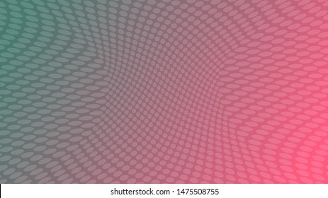 Color abstract gradient with dots. Vector 3d render of polka dot vortex for wallpapers and on a dotted plan background. Spotted abstract texture, distortion of a surface pattern.