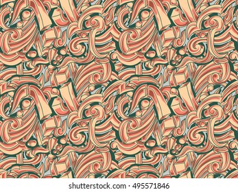Color abstract graffiti curls seamless background